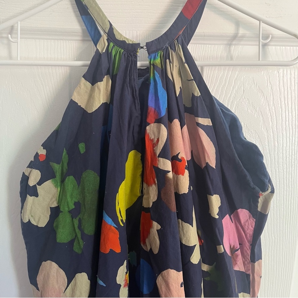 Anthropologie Navy Floral Halter Midi Dress - Picture 9 of 11